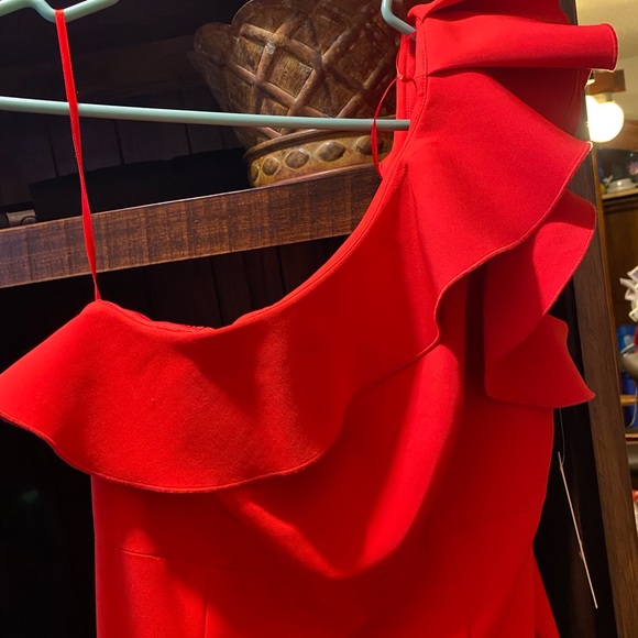 NWT - Eliza J Red One Shoulder Dress Size 4 - Picture 5 of 9